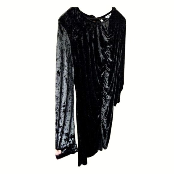 NEW FUTURE COLLECTIVE Plus Size Black Velvet Ruched Open Back A-Line Evening Dre - Picture 4 of 15